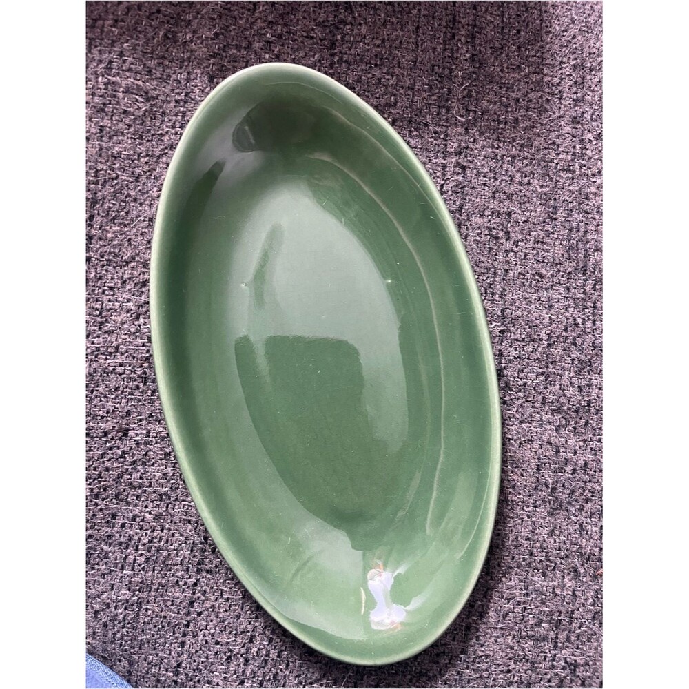 Vintage Ballerina Universal Oven Proof Green Oval Dish USA